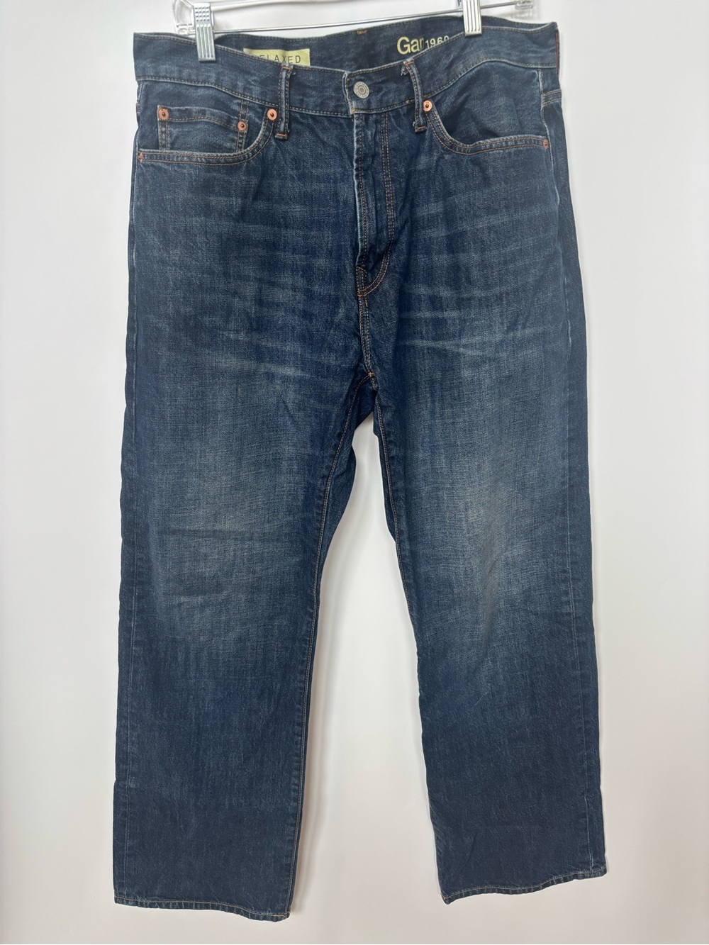 Vintage Gap 1969 Mens Relaxed Fit Jeans 34x32 Dark Blue Wash Denim